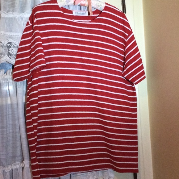Vintage Ellen Ashley Red and White Stripe Casual Tee Shirt - Picture 2 of 9